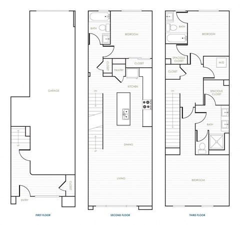 Floor plan for 3 beds, 3 baths, 1703 sqft